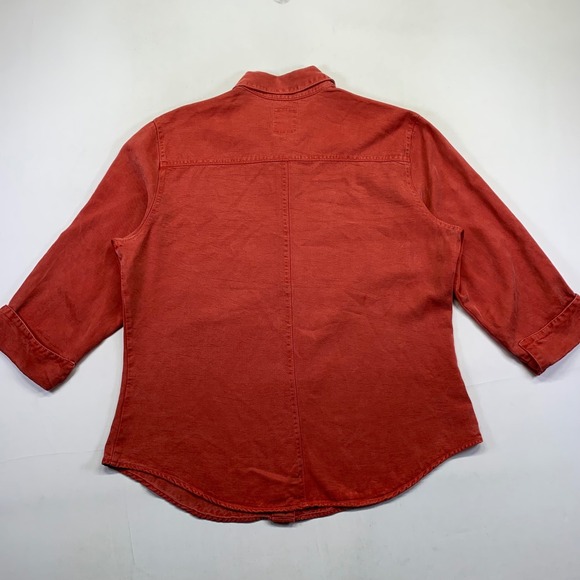 Pulp Womens Button Down Shirt Women's Large Red 3/4 Sleeve Lyocell Tencel - Picture 7 of 13